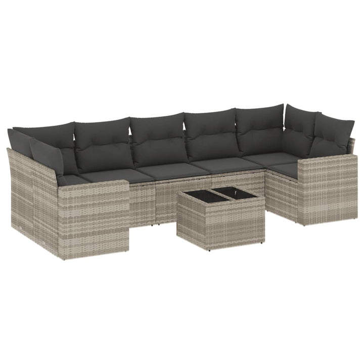 sofasæt til haven 8 dele med hynder polyrattan lysegrå