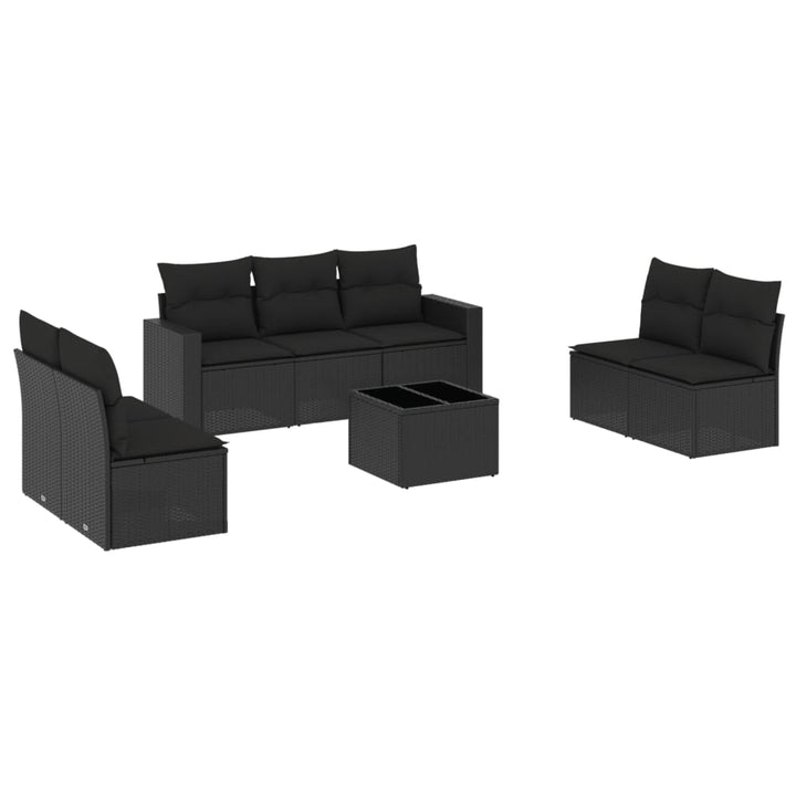 sofasæt til haven 8 dele med hynder polyrattan sort