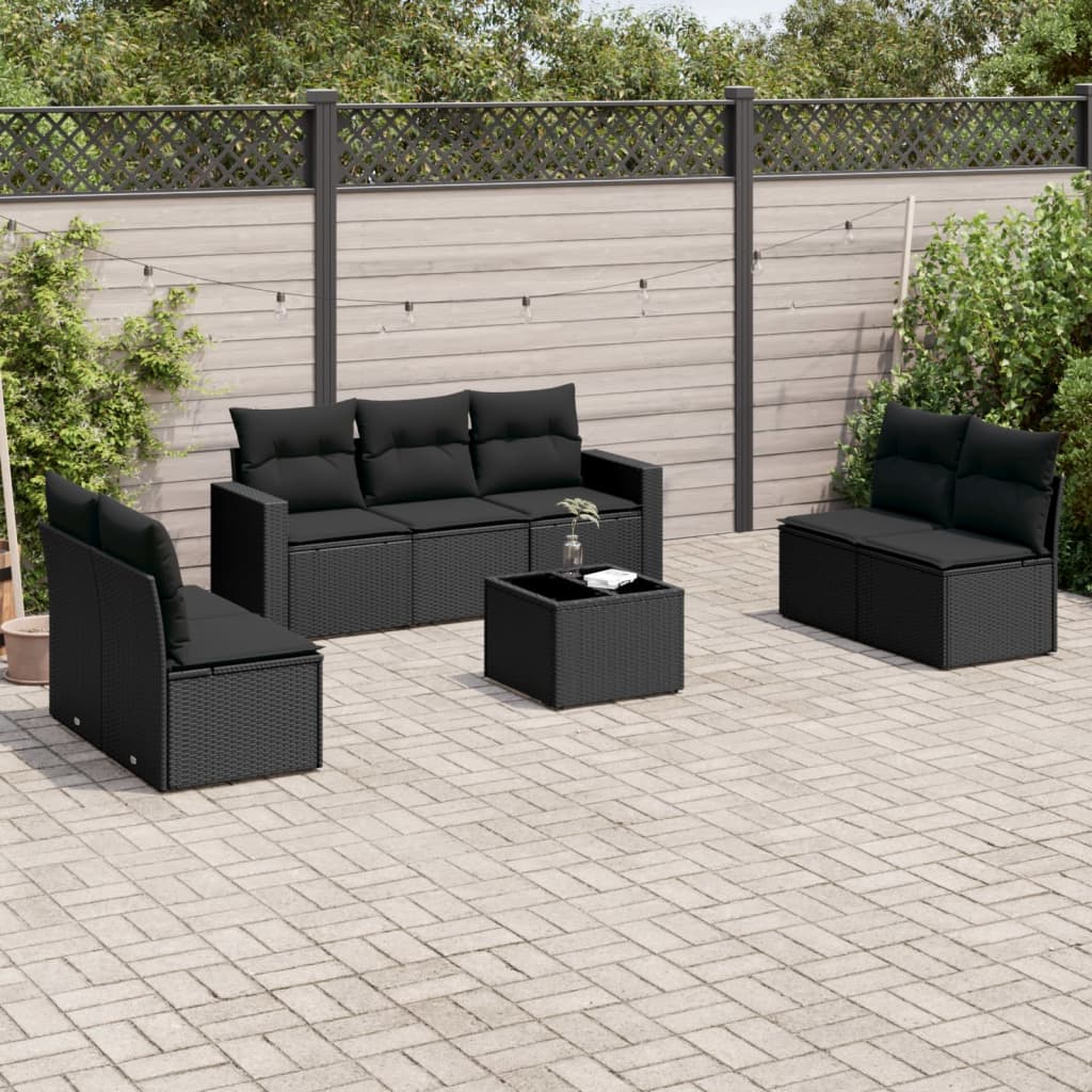 sofasæt til haven 8 dele med hynder polyrattan sort