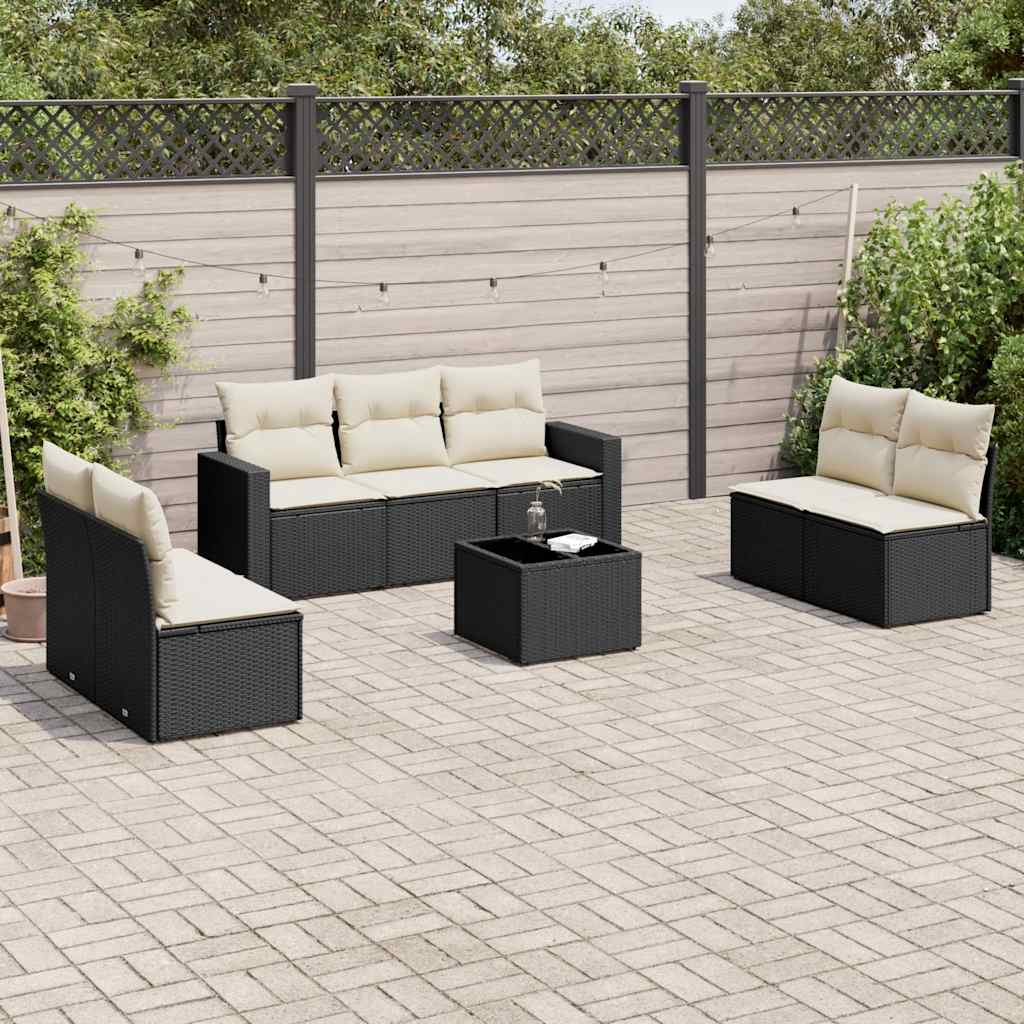 sofasæt til haven 8 dele med hynder polyrattan sort