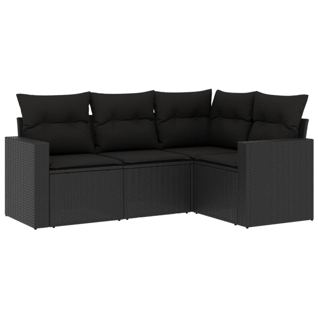 sofasæt til haven 4 dele med hynder polyrattan sort