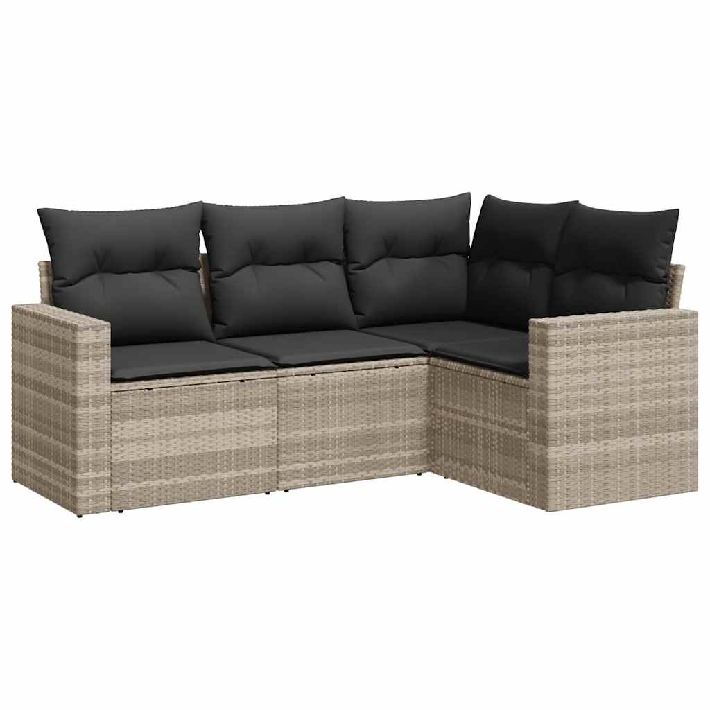 sofasæt til haven 4 dele med hynder polyrattan lysegrå