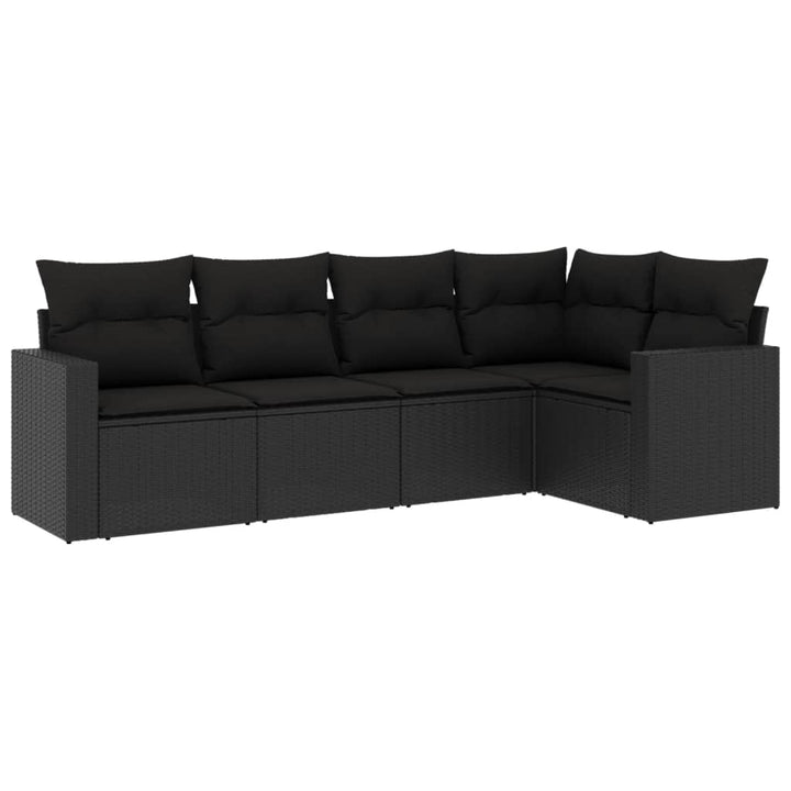 sofasæt til haven 5 dele med hynder polyrattan sort