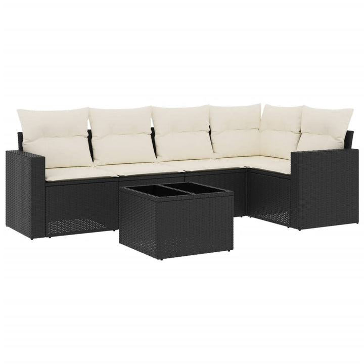 sofasæt til haven 6 dele med hynder polyrattan sort