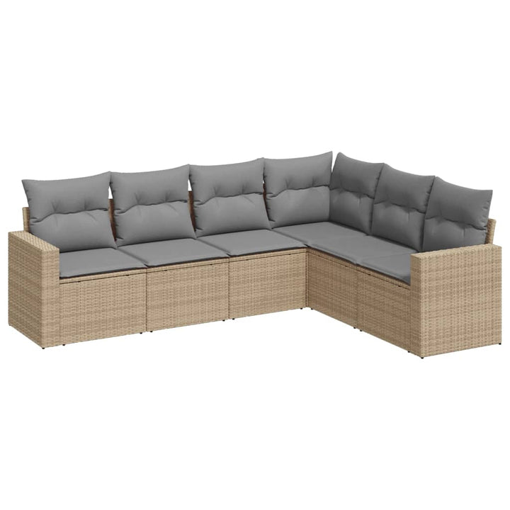 sofasæt til haven 6 dele med hynder polyrattan beige