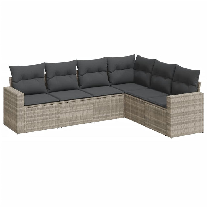 sofasæt til haven 6 dele med hynder polyrattan lysegrå