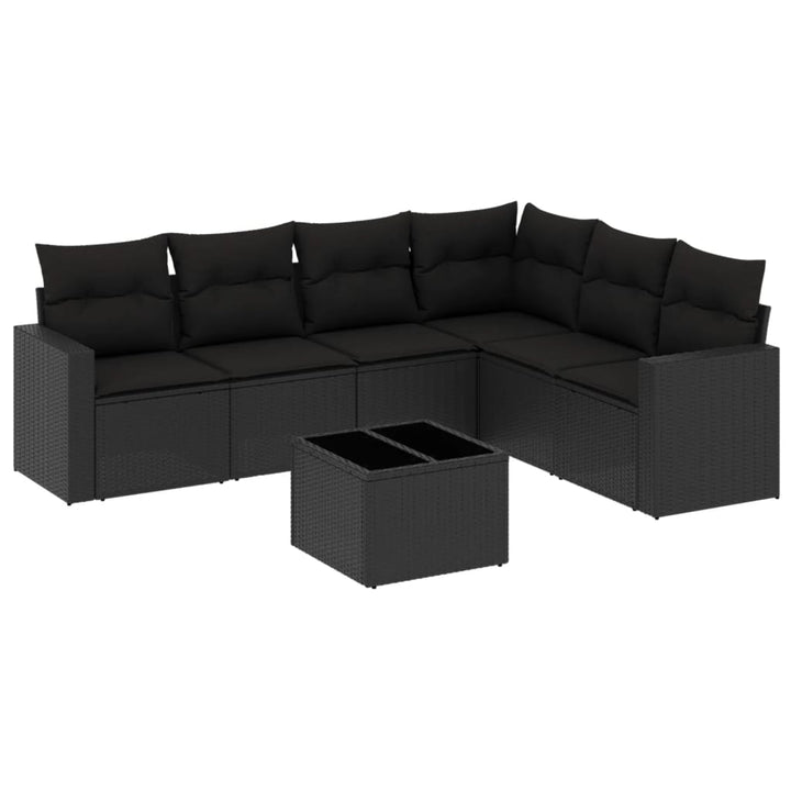 sofasæt til haven 7 dele med hynder polyrattan sort