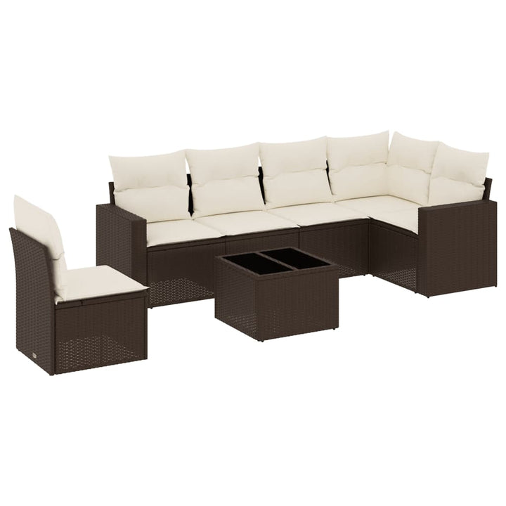 sofasæt til haven 7 dele med hynder polyrattan brun