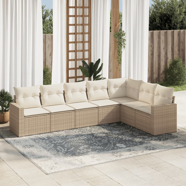 sofasæt til haven 7 dele med hynder polyrattan beige