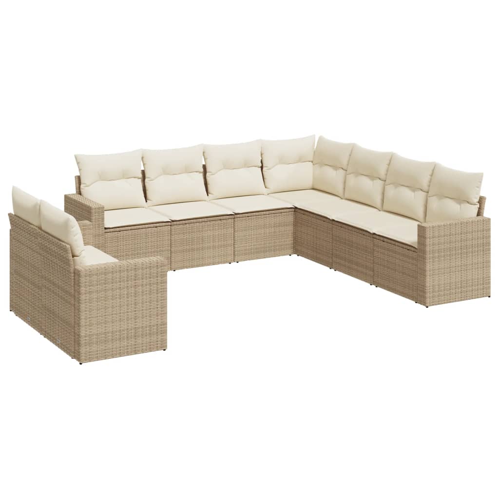 sofasæt til haven 9 dele med hynder polyrattan beige