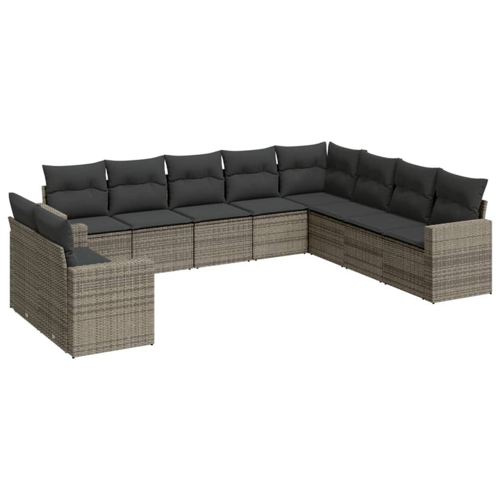 sofasæt til haven 10 dele med hynder polyrattan grå