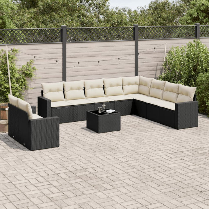 sofasæt til haven 11 dele med hynder polyrattan sort