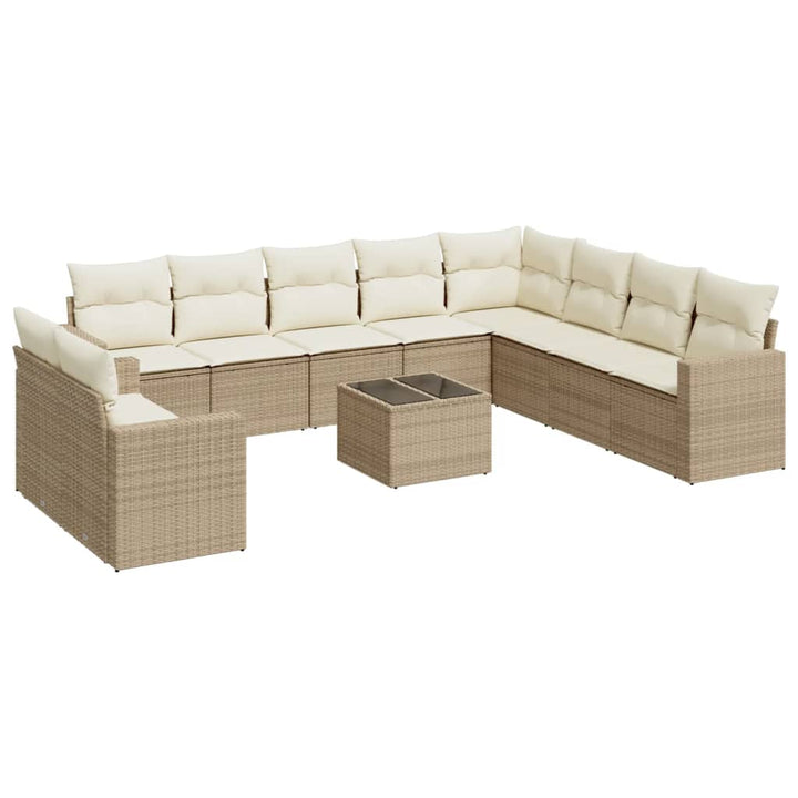 sofasæt til haven 11 dele med hynder polyrattan beige