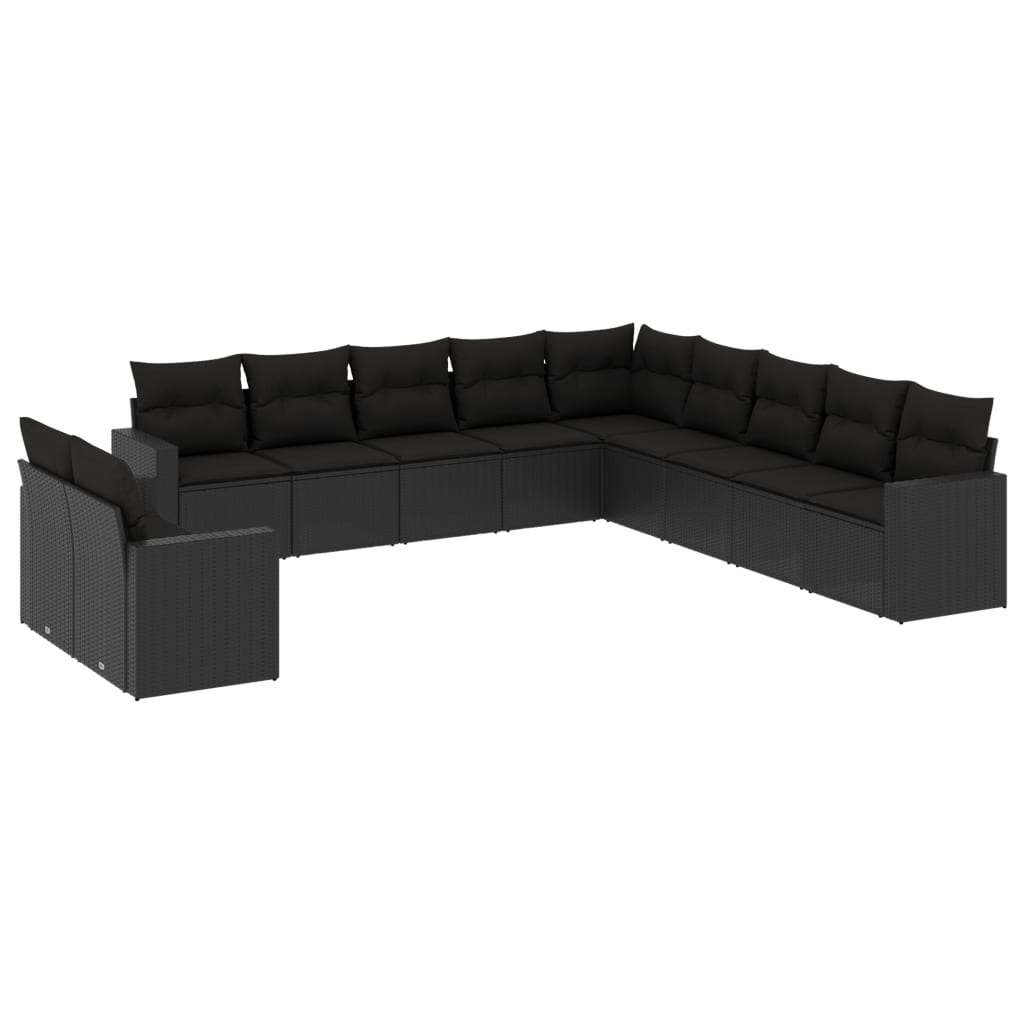 sofasæt til haven 11 dele med hynder polyrattan sort