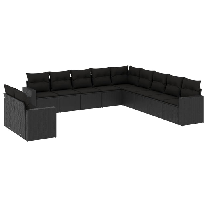 sofasæt til haven 11 dele med hynder polyrattan sort