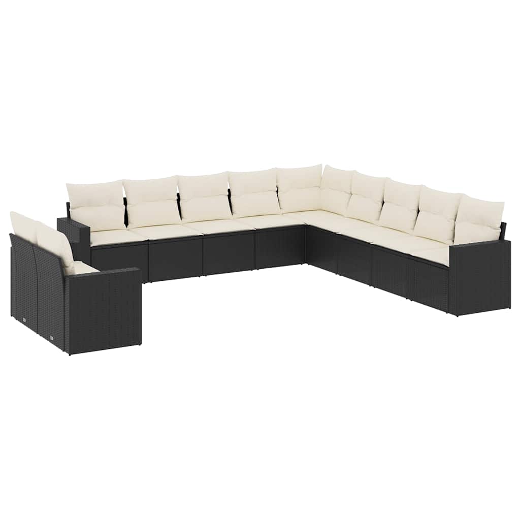 sofasæt til haven 11 dele med hynder polyrattan sort