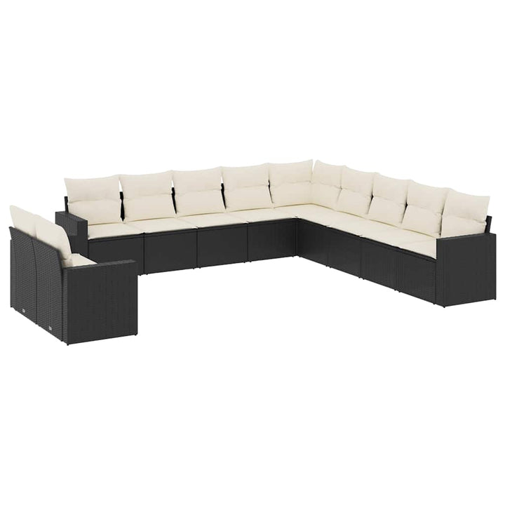sofasæt til haven 11 dele med hynder polyrattan sort
