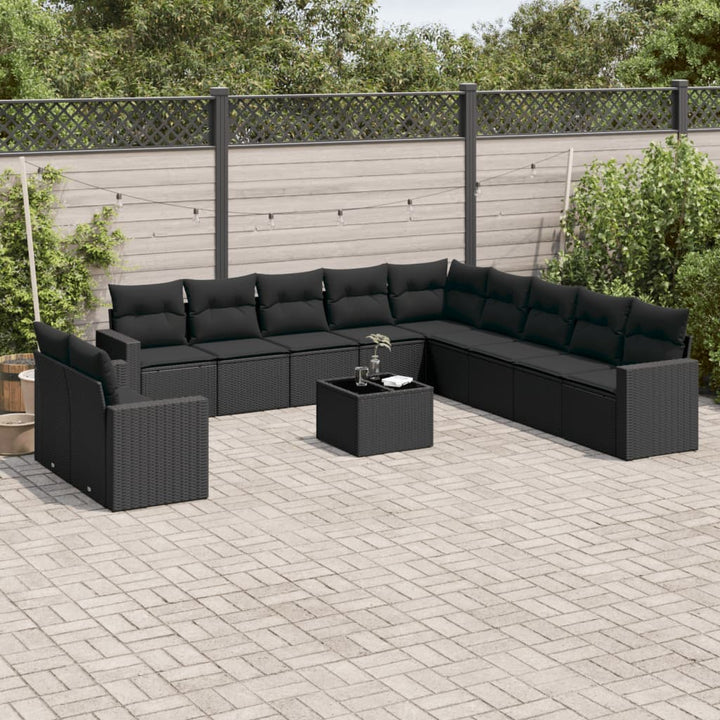 sofasæt til haven 12 dele med hynder polyrattan sort