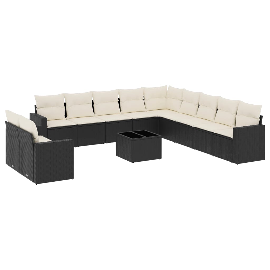 sofasæt til haven 12 dele med hynder polyrattan sort