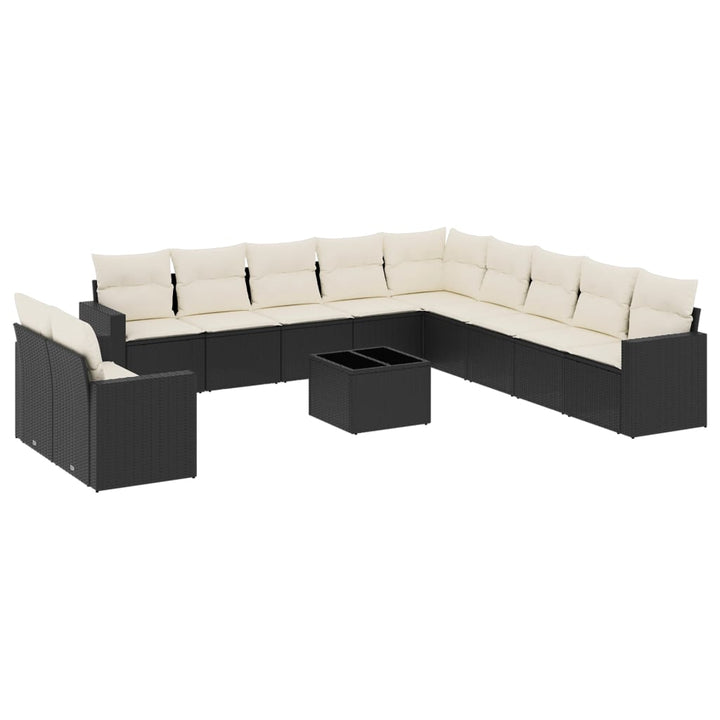 sofasæt til haven 12 dele med hynder polyrattan sort