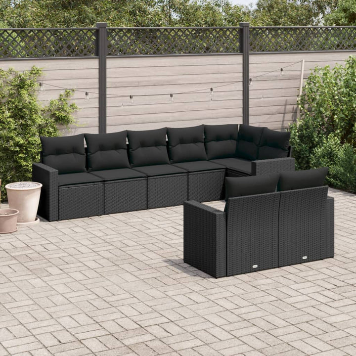 sofasæt til haven 8 dele med hynder polyrattan sort