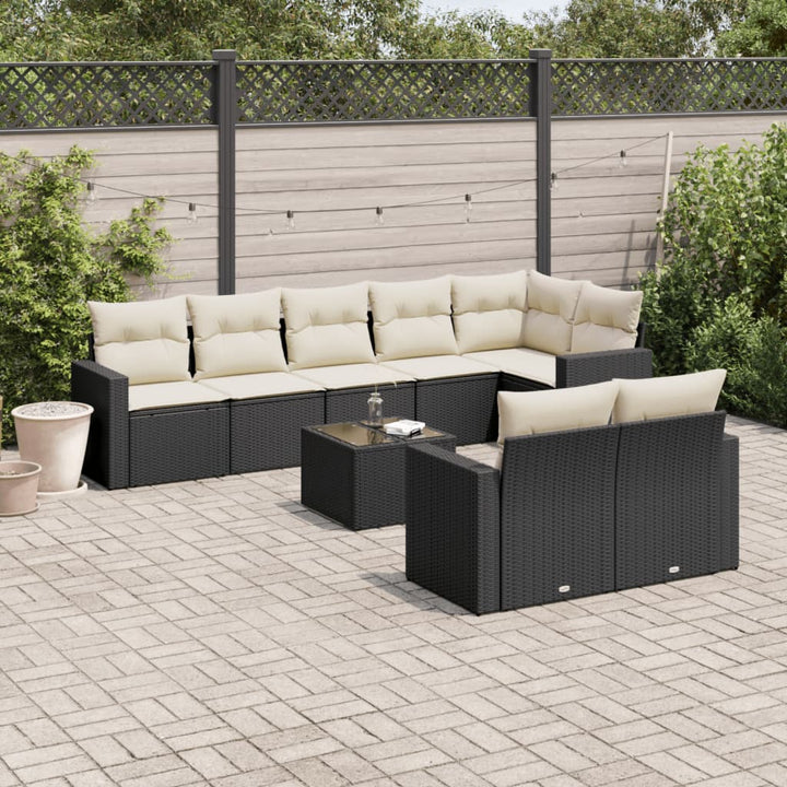 sofasæt til haven 9 dele med hynder polyrattan sort
