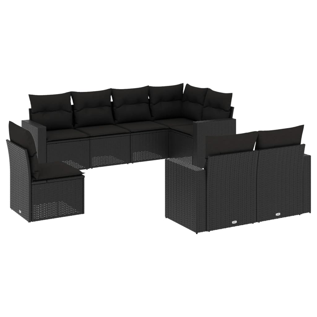 sofasæt til haven 8 dele med hynder polyrattan sort