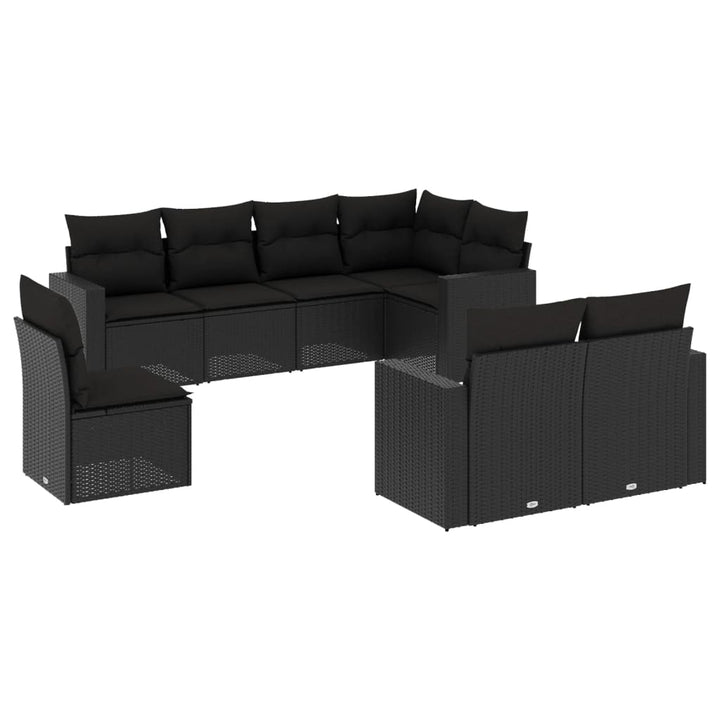 sofasæt til haven 8 dele med hynder polyrattan sort