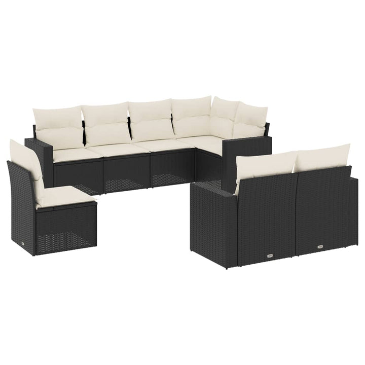 sofasæt til haven 8 dele med hynder polyrattan sort