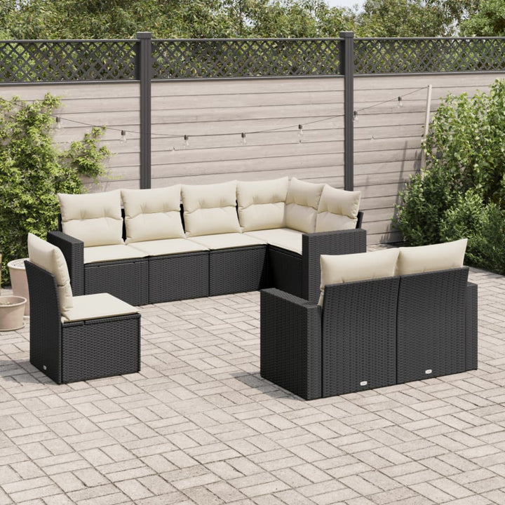 sofasæt til haven 8 dele med hynder polyrattan sort