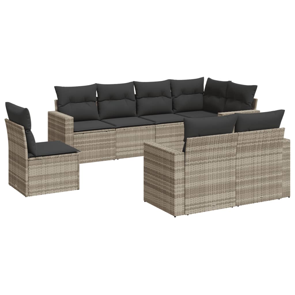 sofasæt til haven 8 dele med hynder polyrattan lysegrå