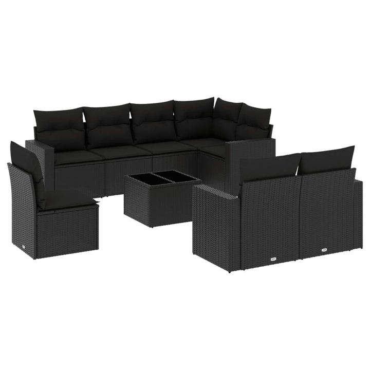 sofasæt til haven 9 dele med hynder polyrattan sort