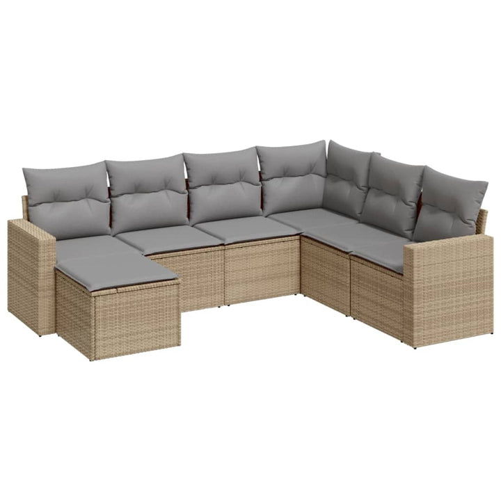 sofasæt til haven 7 dele med hynder polyrattan beige