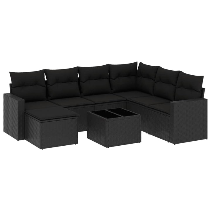 sofasæt til haven 8 dele med hynder polyrattan sort