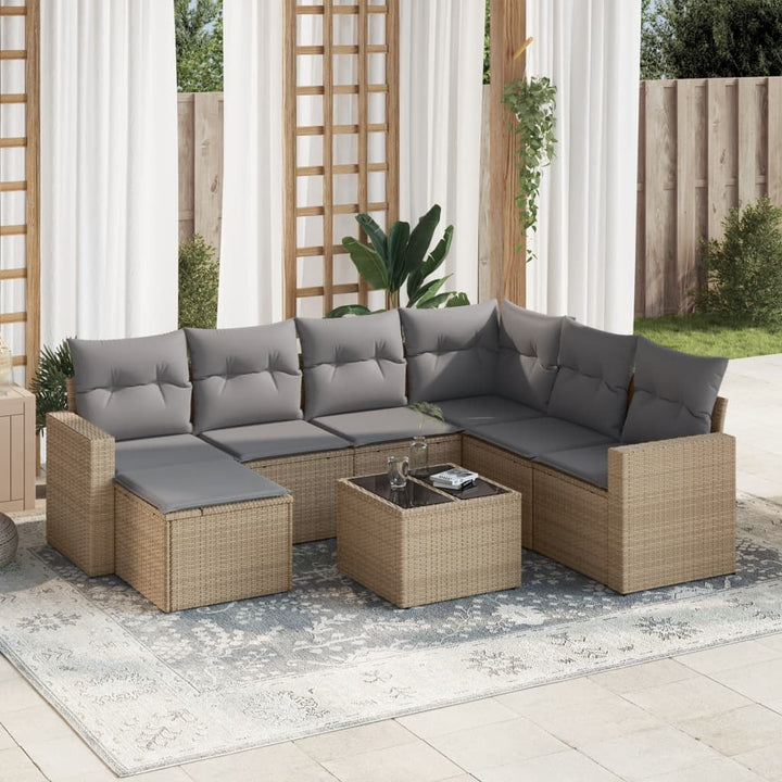 sofasæt til haven 8 dele med hynder polyrattan beige