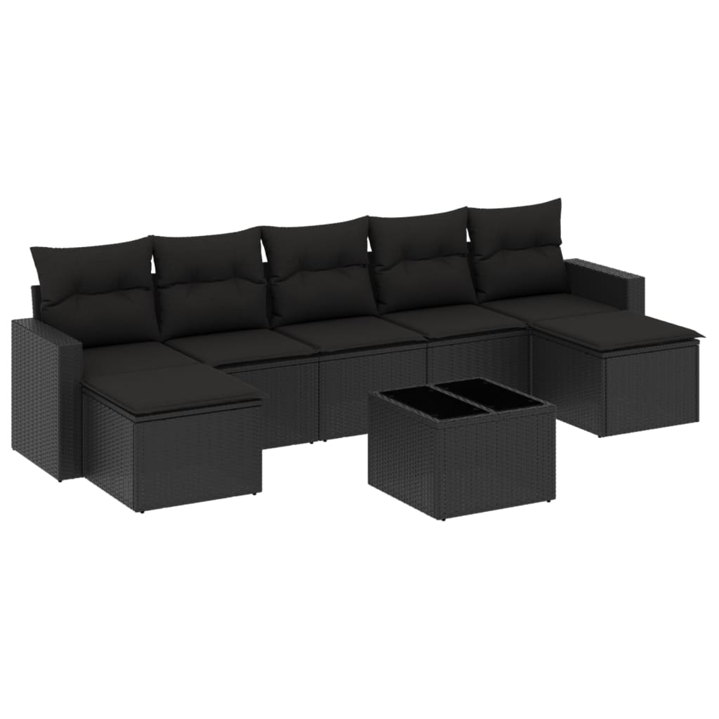 sofasæt til haven 8 dele med hynder polyrattan sort