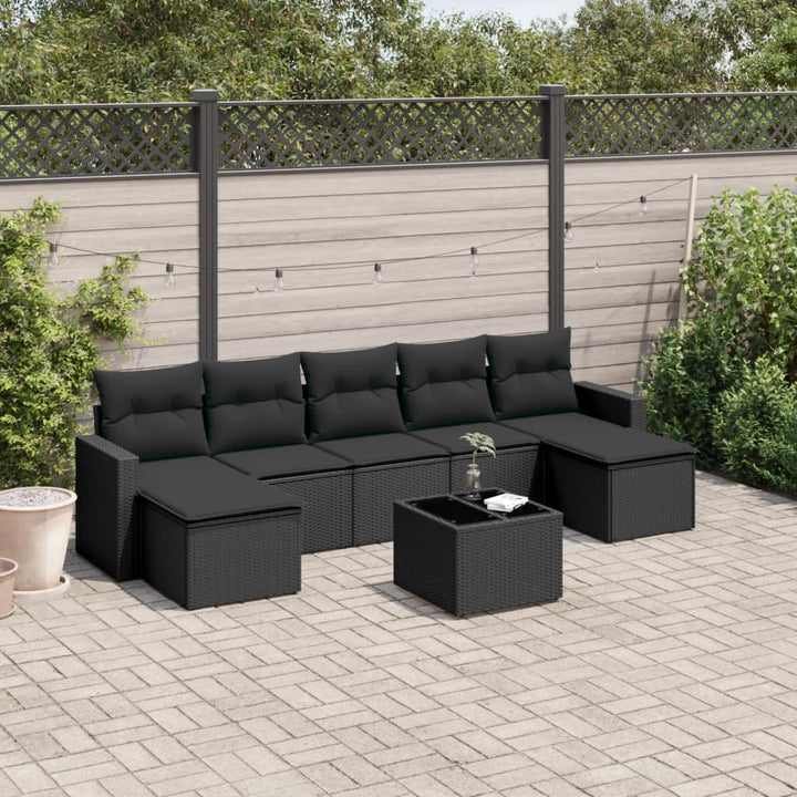 sofasæt til haven 8 dele med hynder polyrattan sort