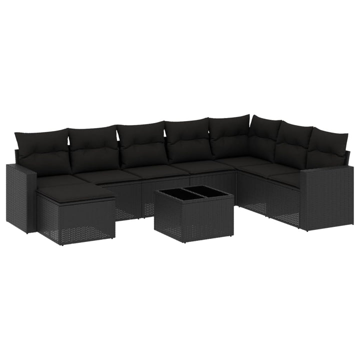 sofasæt til haven 9 dele med hynder polyrattan sort