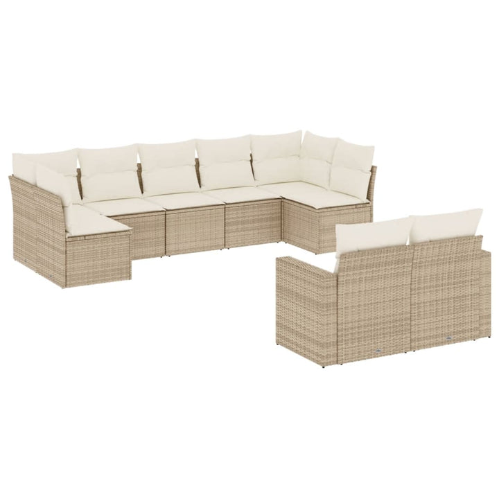 sofasæt til haven 9 dele med hynder polyrattan beige