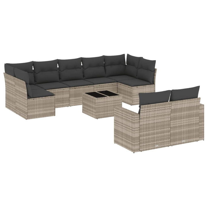 sofasæt til haven 10 dele med hynder polyrattan lysegrå