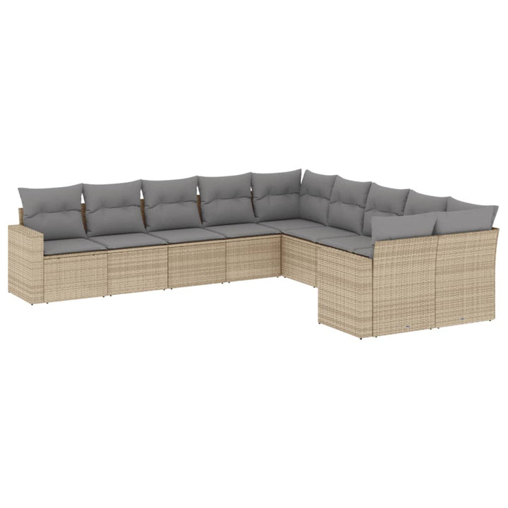 sofasæt til haven 10 dele med hynder polyrattan beige