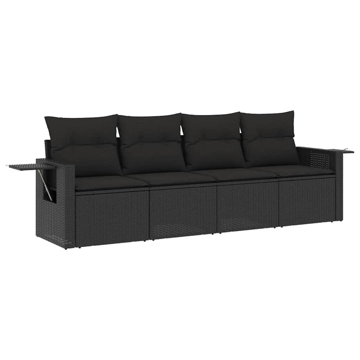 sofasæt til haven 4 dele med hynder polyrattan sort