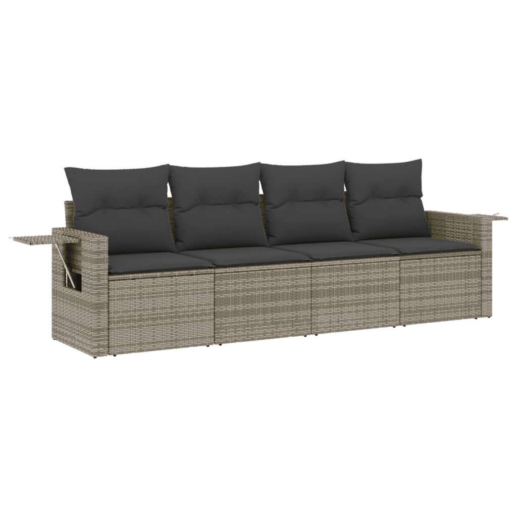 sofasæt til haven 4 dele med hynder polyrattan grå