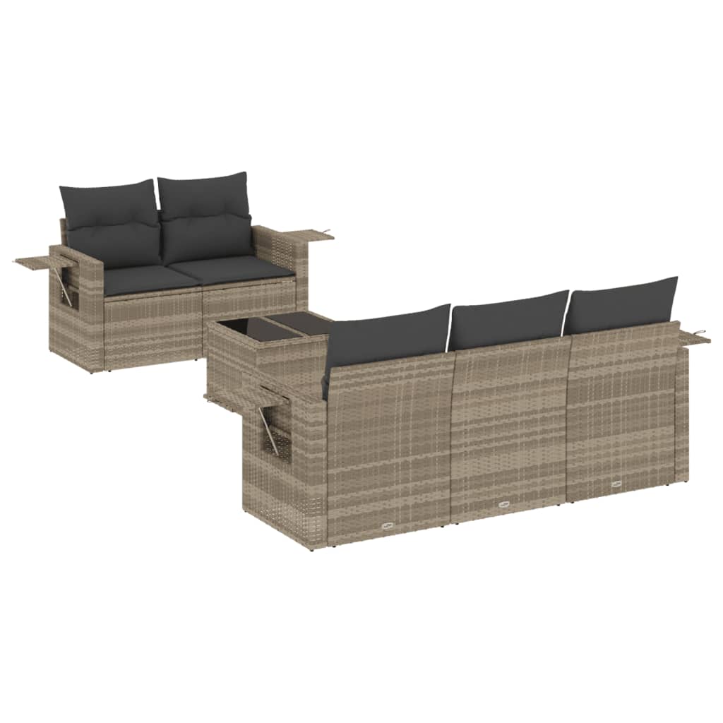 sofasæt til haven 6 dele med hynder polyrattan lysegrå