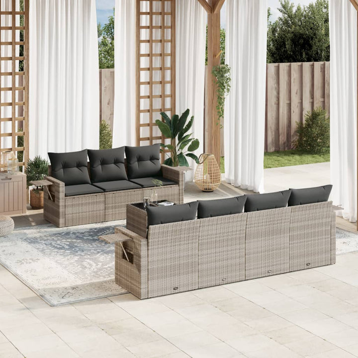 sofasæt til haven 8 dele med hynder polyrattan lysegrå
