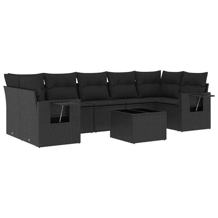 sofasæt til haven 8 dele med hynder polyrattan sort