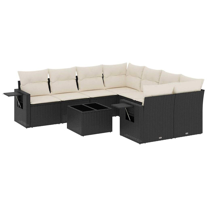 sofasæt til haven 9 dele med hynder polyrattan sort