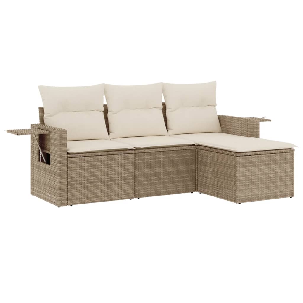 sofasæt til haven 4 dele med hynder polyrattan beige