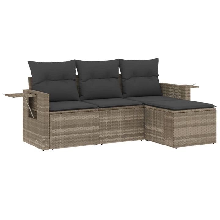 sofasæt til haven 4 dele med hynder polyrattan lysegrå