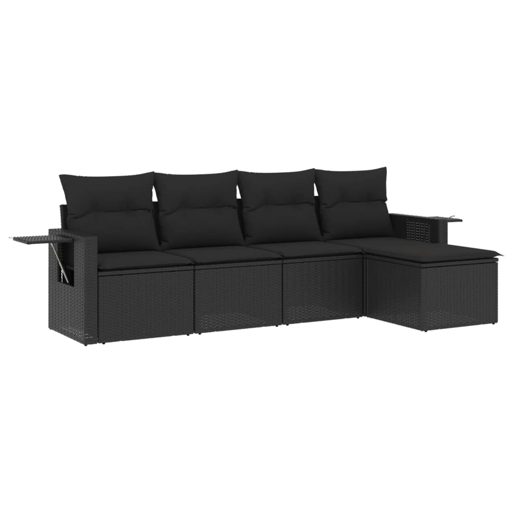 sofasæt til haven 5 dele med hynder polyrattan sort